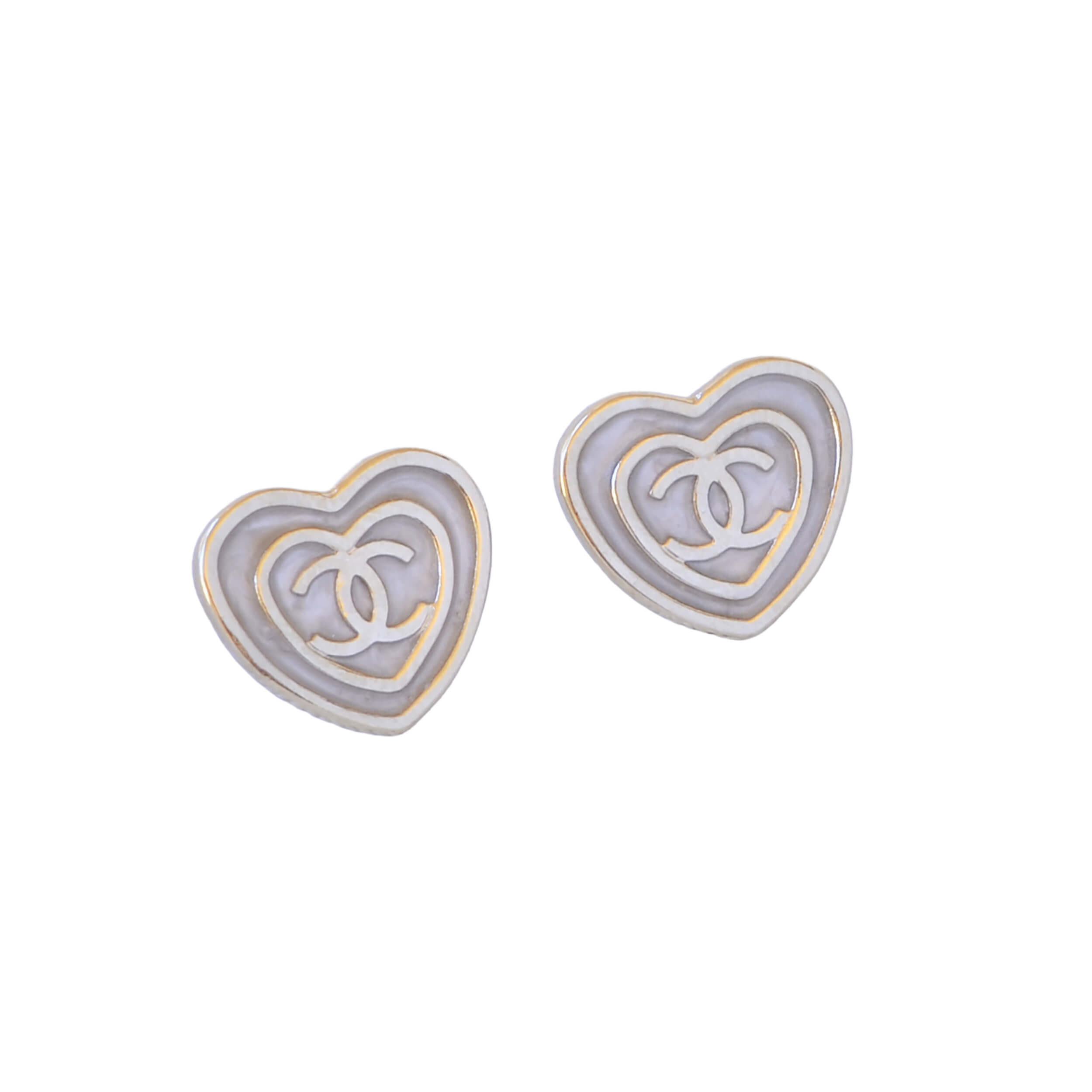 CHANEL 24S CC Herz Perlmutt Ohrringe Heart Earrings Pre-Loved 1125145 0 CHANEL 24S CC Herz Perlmutt Ohrringe Heart Earrings Pre-Loved 1125145 0