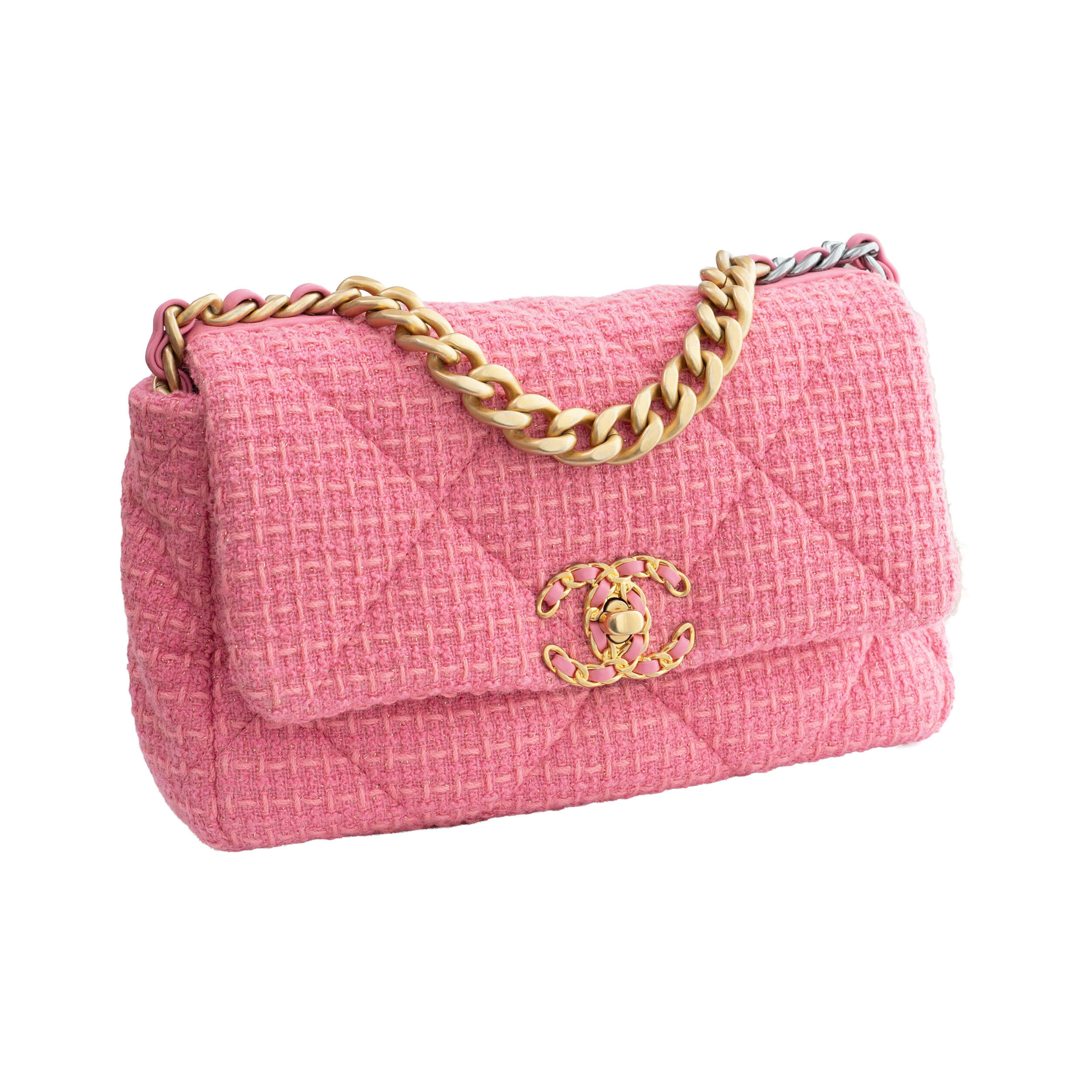 CHANEL 19 Small Tweed Handtasche Handbag Pink Pre-Loved 1125141 0 CHANEL 19 Small Tweed Handtasche Handbag Pink Pre-Loved 1125141 0