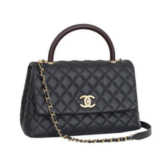 CHANEL Coco Handle Medium Flap Bag Schwarz Pre-Loved 1225150 0