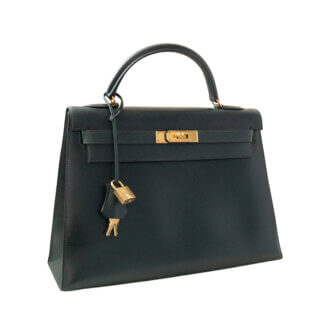 Hermès Vintage Kelly Box Leather Dunkelgrün Dark Green Pre-Loved 12633 00