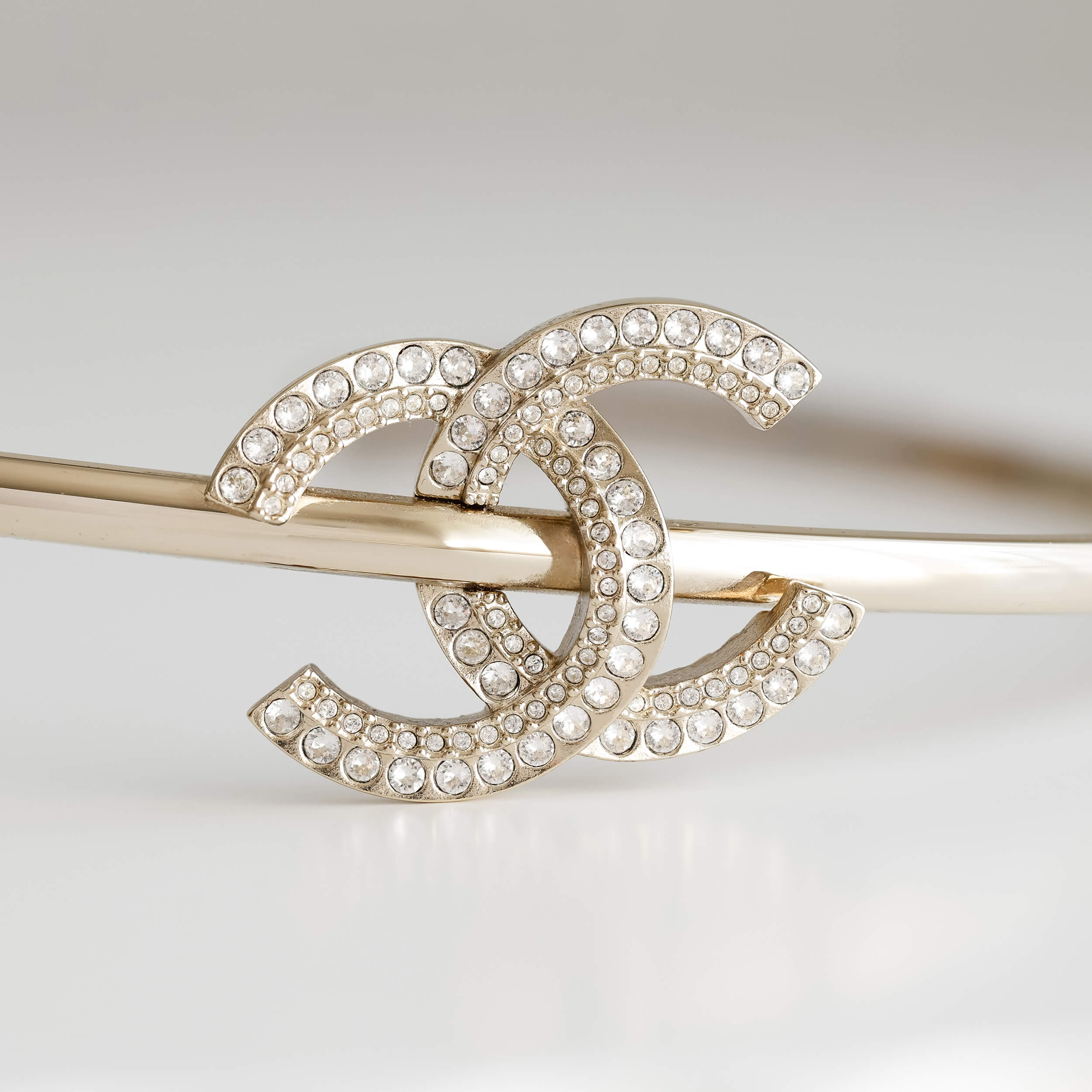 CHANEL 22B CC Haarreif Crystal Gold Headband Pre-Loved 726121 2